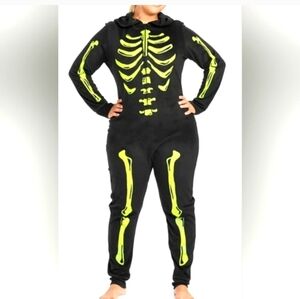 Woman's Glow-In-The-Dark Sleep Pajama Skeleton Costume - Hyde & Eek - S